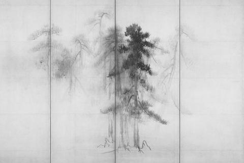 Hasegawa Tōhaku, paravan cu pini